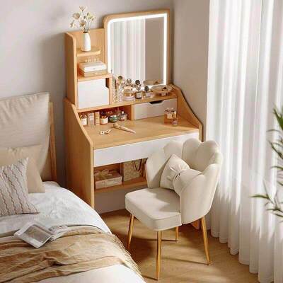 梳妆台小型卧室简约现代2026新款主卧小户型60cm床头化妆镜化妆桌