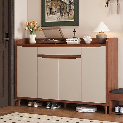 入户玄关实木靠墙收纳鞋柜