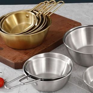 韩式 米酒碗304不锈钢带手柄金色米饭碗备菜盆韩国料理小吃调料碗