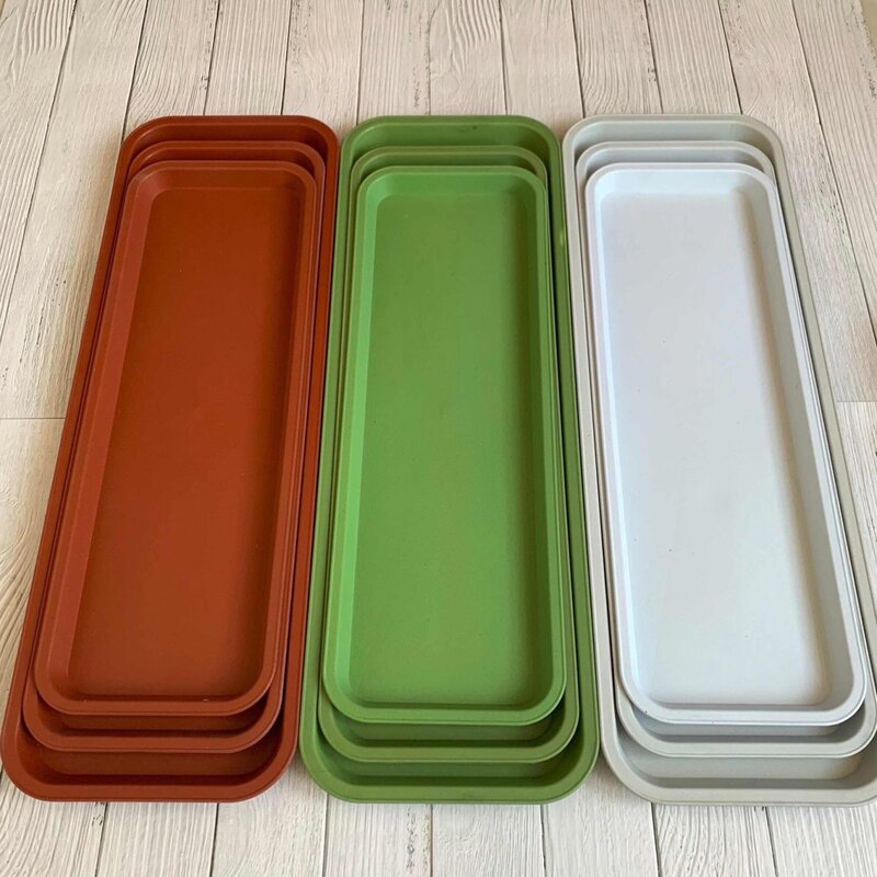 塑料长花盆托盘多肉托盘接水防漏水大托盘长条长形方形彩色马卡龙