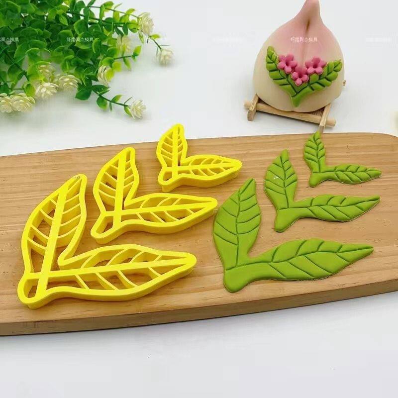 寿桃桃叶模具连体尖桃叶双桃叶树叶花馍馒头花饽饽压花烘焙模具
