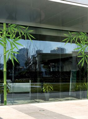 竹子玻璃贴图案贴纸贴画窗贴竹叶墙贴春天植物绿植中式装饰门贴