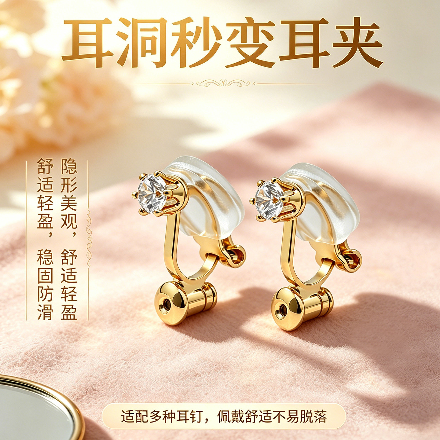 耳钉改耳夹转换器不弯针耳环配件图片