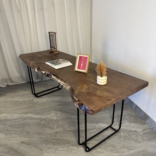 侘寂风实木书桌泡茶桌复古电脑桌展示长条餐桌接待会议老板办公桌