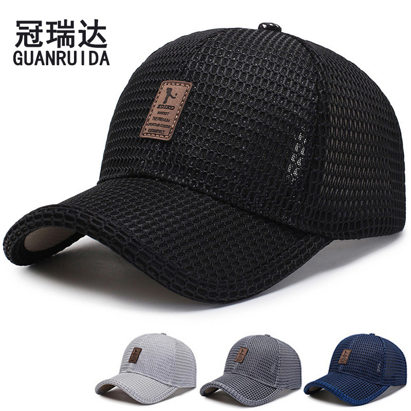冠瑞达男帽夏季新款男士网眼中老年帽子户外防晒太阳帽盛海透气帽