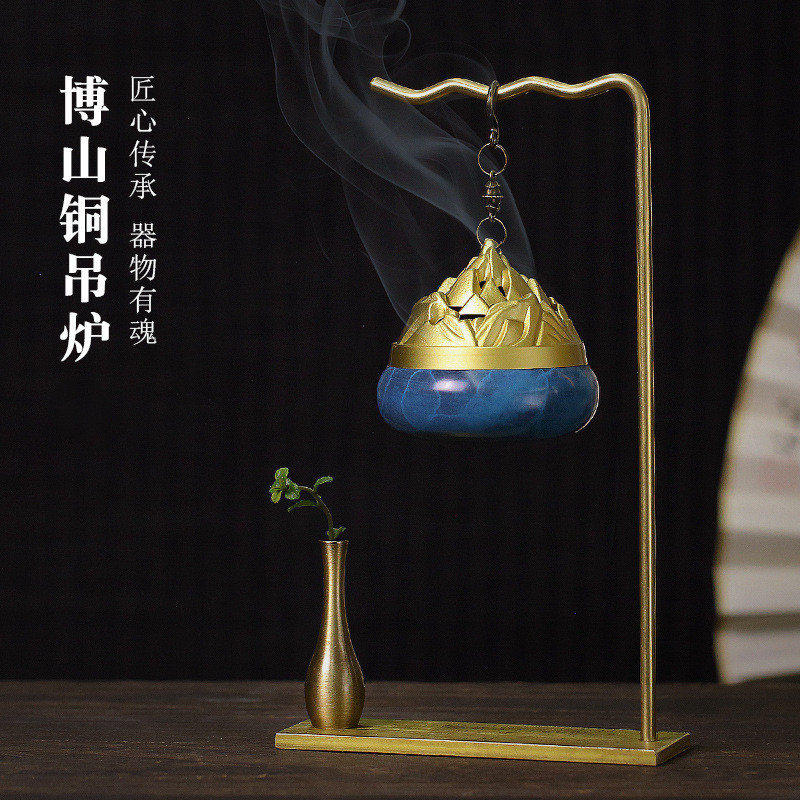 禅意摆件博山香炉亦为花器铜增添气场典雅大气禅韵自来x