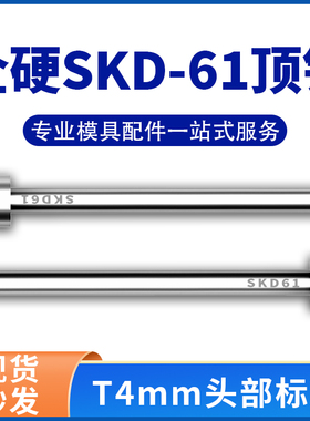 高端进口真空全硬顶针SKD61/H13头部厚度4毫米顶针EP4 EPN T4顶杆