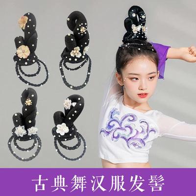 绯色儿童汉服假发包头饰古装