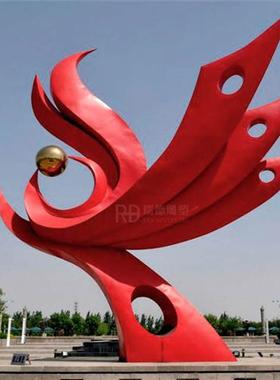 不锈钢凤凰雕塑定制大型广场景观创意孔雀烤漆动物羽翼金属摆件