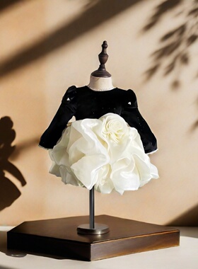 女童礼服黑色高端轻奢小众洋气女宝宝生日绝美公主裙高级日常客穿