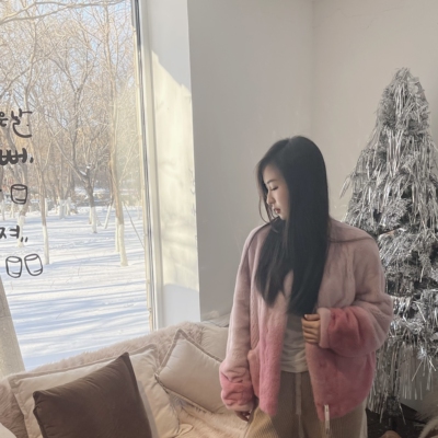 【GZ皮草】2024女神专属过渡粉色紫金天鹅绒短二水貂皮草外套
