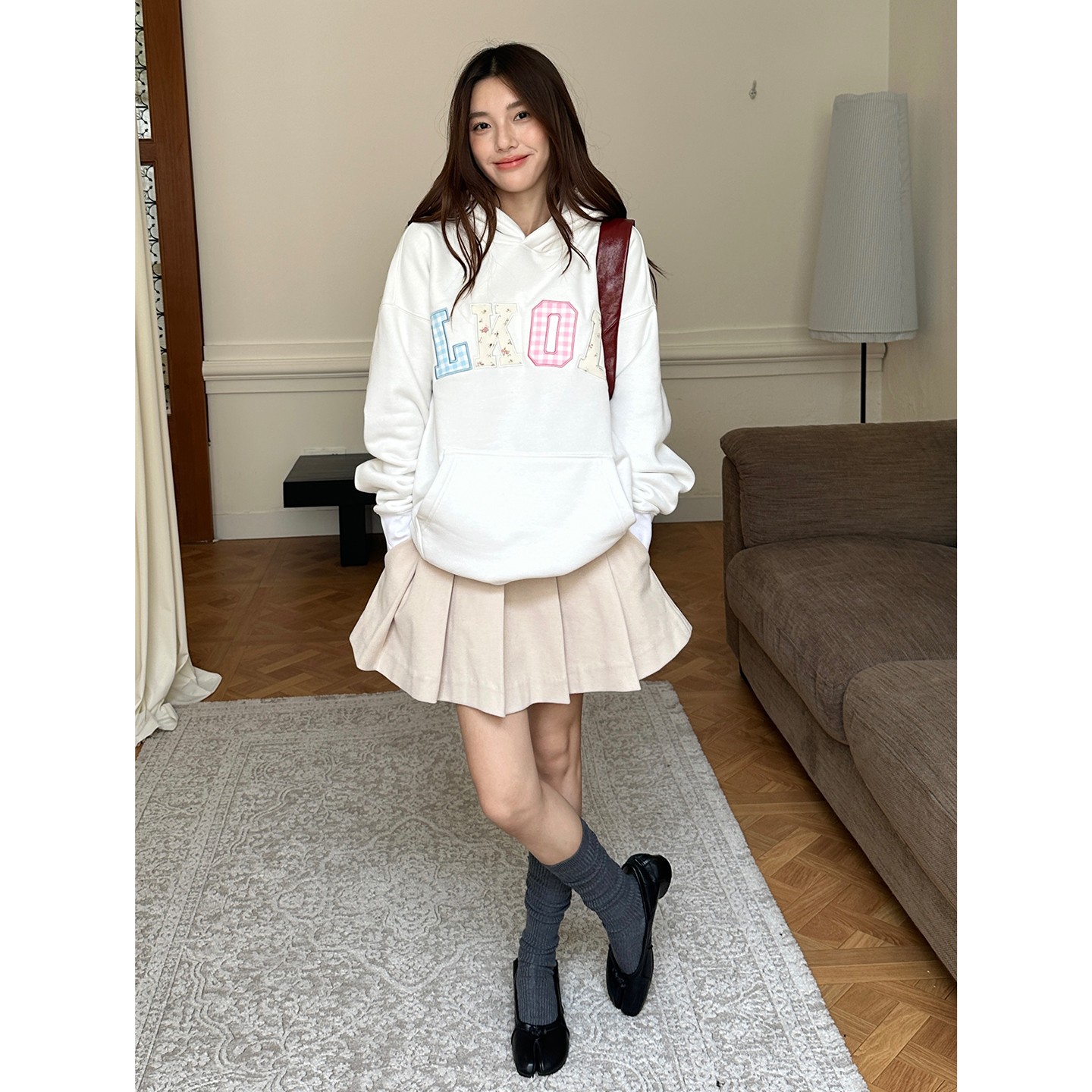 LKOD2025秋冬新款碎花格子卫衣