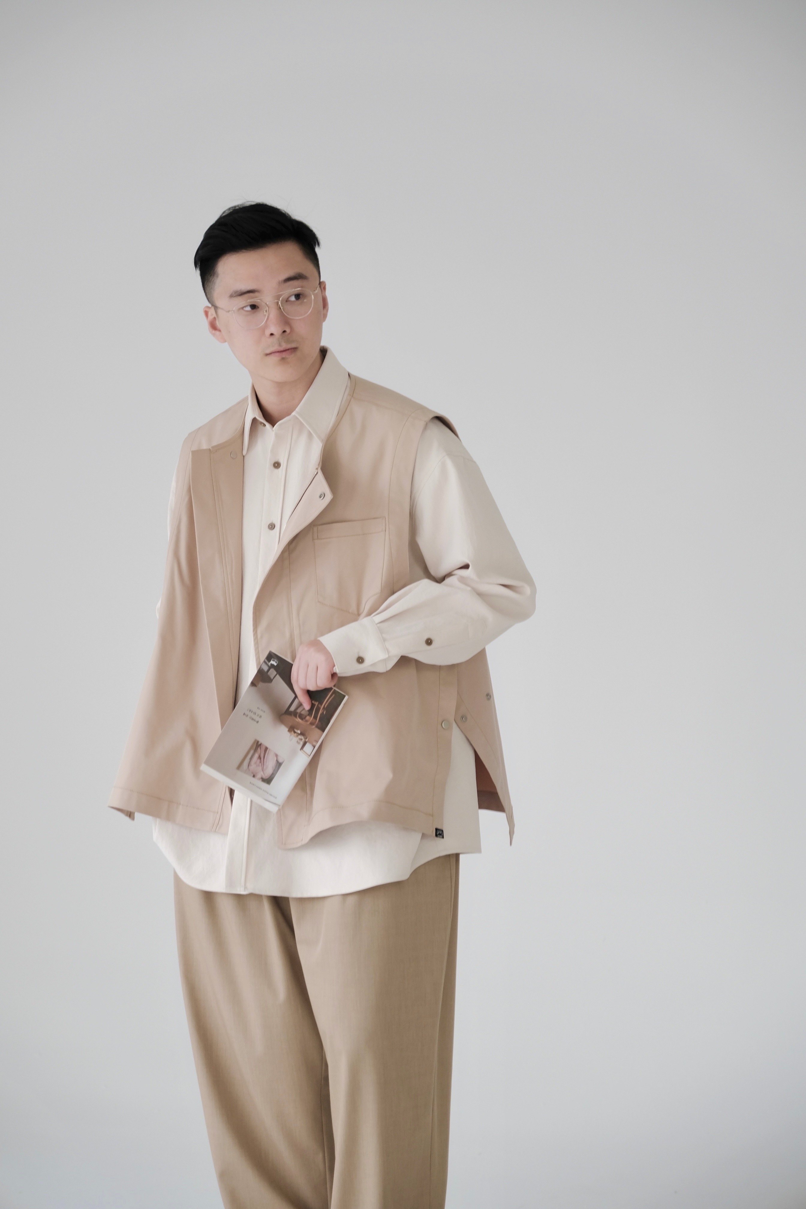 cheeproduct拒水绒感抗皱面料可调节廓形马甲外套休闲复古纯色男