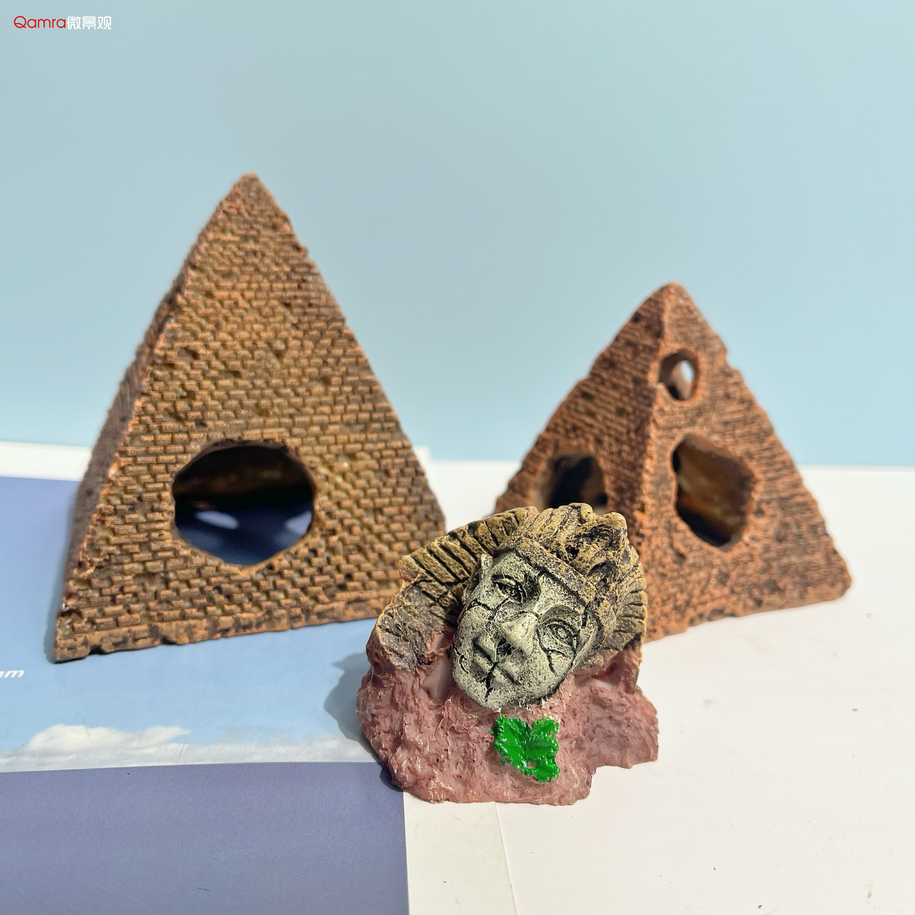 破碎金字塔残破法老头像鱼缸水箱造景装饰摆件鱼虾躲避屋树脂工艺