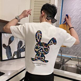 白色T恤男ins潮牌印花网红体恤2026新款夏季男装休闲上衣纯棉短袖