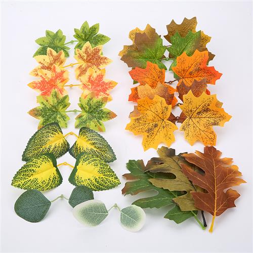仿真叶子梧桐叶枫叶尤加利叶拍摄道具家居装饰花环手工diy剪贴薄