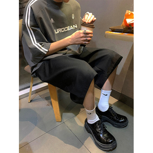 203-6 F2525 P45特  夏季黑色西装短裤 学院风宽松五分裤图片