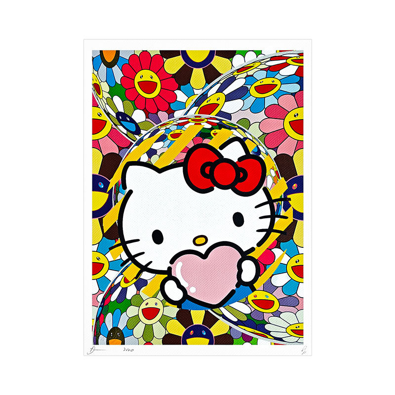 DeathNYC签名限量版画hellokitty潮流装饰画村上隆太阳花挂画