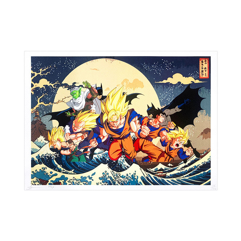 DeathNYC亲签限量版画龙珠赛亚人装饰画浮世绘动漫卡通挂画