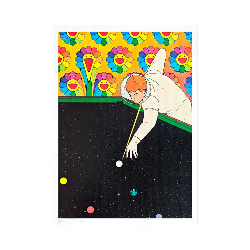 DeathNYC亲签限量版画村上隆太阳花装饰画宇航员潮流艺术挂画