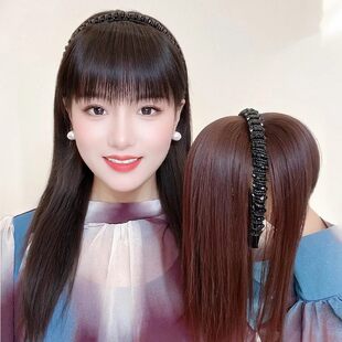 发箍假发片一体带刘海头顶遮白发补发头饰妈妈发际线显年轻增发量