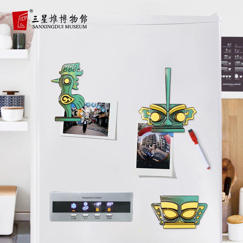 三星堆博物馆木质滴胶冰箱贴磁吸文创周边纪念品生日礼物送女友