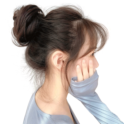 凌小姐自然蓬松增发丸子头假发圈