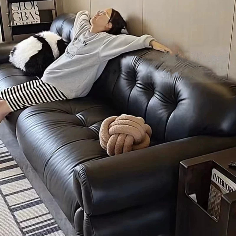 法式复古皮沙发黑色直排中古风真皮客厅黑糖云朵沙发设计师可定制,住宅家具,布艺沙发,淘宝优惠券,粉丝福利购,淘宝优惠卷