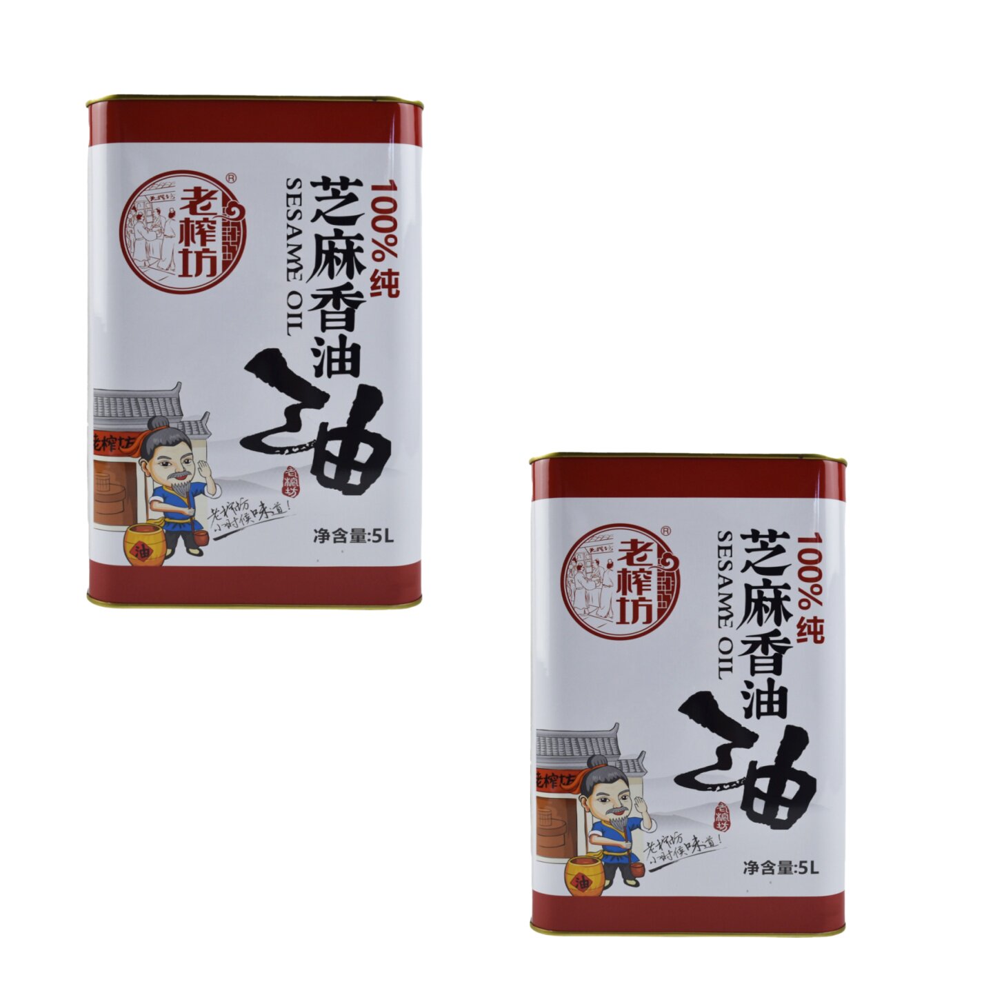 老榨坊芝麻纯香油5L餐饮铁桶装