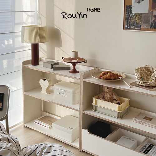 韩风ins书架儿童房收纳玩具置物架工作室装饰陈列实木组合斗柜子