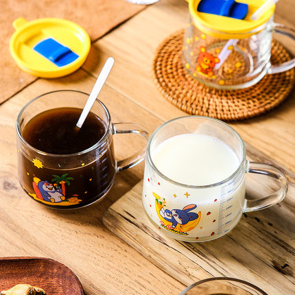 玻璃杯吸管杯水杯定制logo刻度卡通早餐杯豆浆燕麦咖啡礼品广告杯