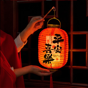 马年新款春节灯笼手提古风宫灯装饰挂件马年新春发光金盖灯笼