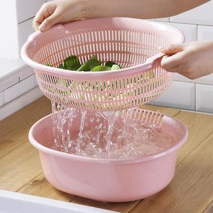 双层塑料洗菜盆厨房大号水果篮菜篮家用洗菜沥水篮水果盘菜篓篮子