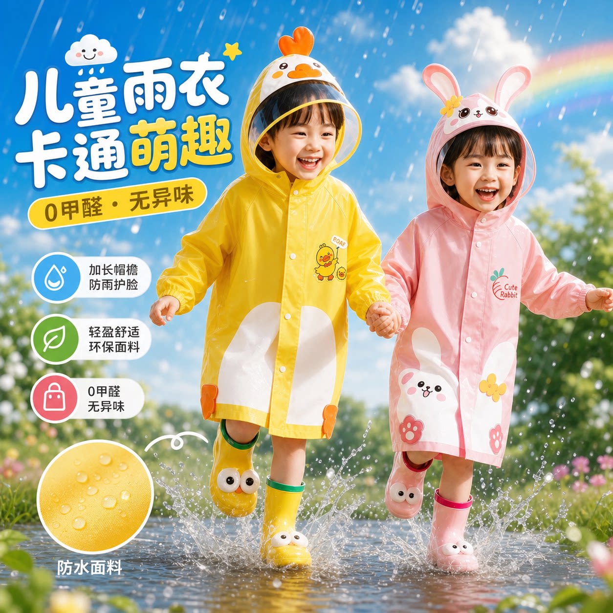 宝宝雨衣1岁半小月龄幼儿园1-2岁男女童轻便可爱风防雨服雨靴套装