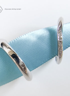 『cm』Ribbon结婚对戒 情侣戒指18K金镶天然钻石 个性设计定制