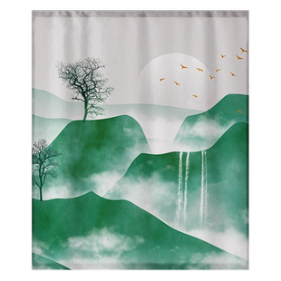 现代中式出租房免打孔安装成品窗帘遮光简易自粘魔术贴2021新款