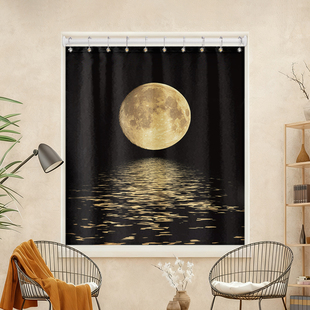 免打孔布艺窗帘出租房窗户装饰隐私遮挡布艺半遮光透光不透人窗帘