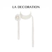 饰品 LADECORATION山茶花珍珠长项链原创设计毛衣链奢华choker时尚