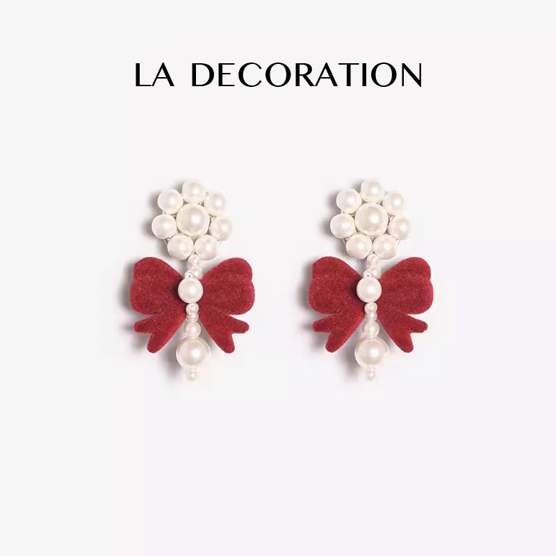 LADECORATION丝绒蝴蝶结耳环