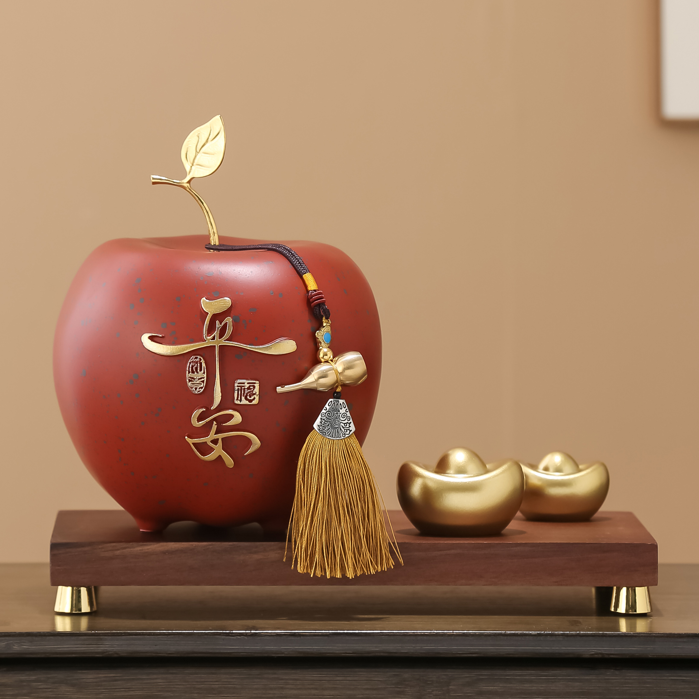 平安喜乐苹果摆件客厅酒柜玄关