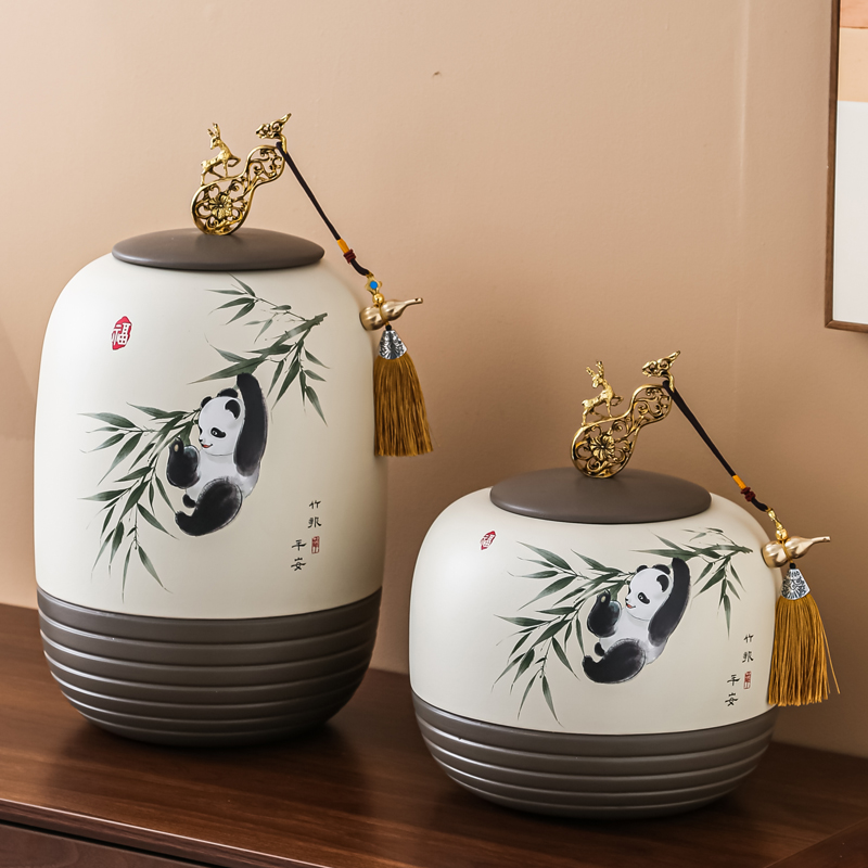 熊猫摆件酒柜电视柜装饰品玄关