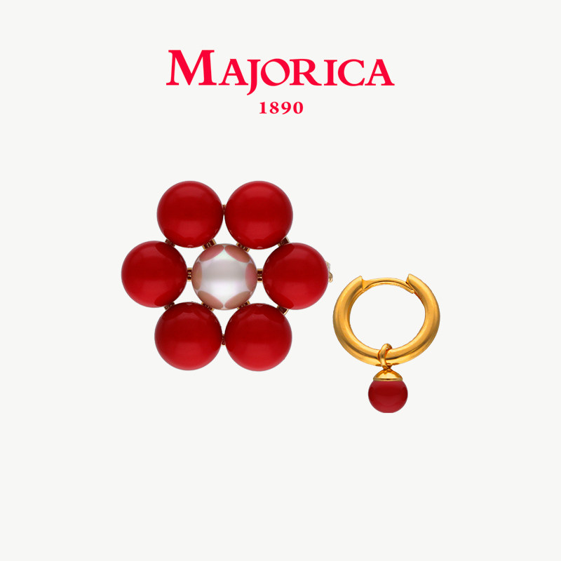 【套装】Majorica美娇丽佳手作珍珠胸针银质胸花别针搭配精致耳环