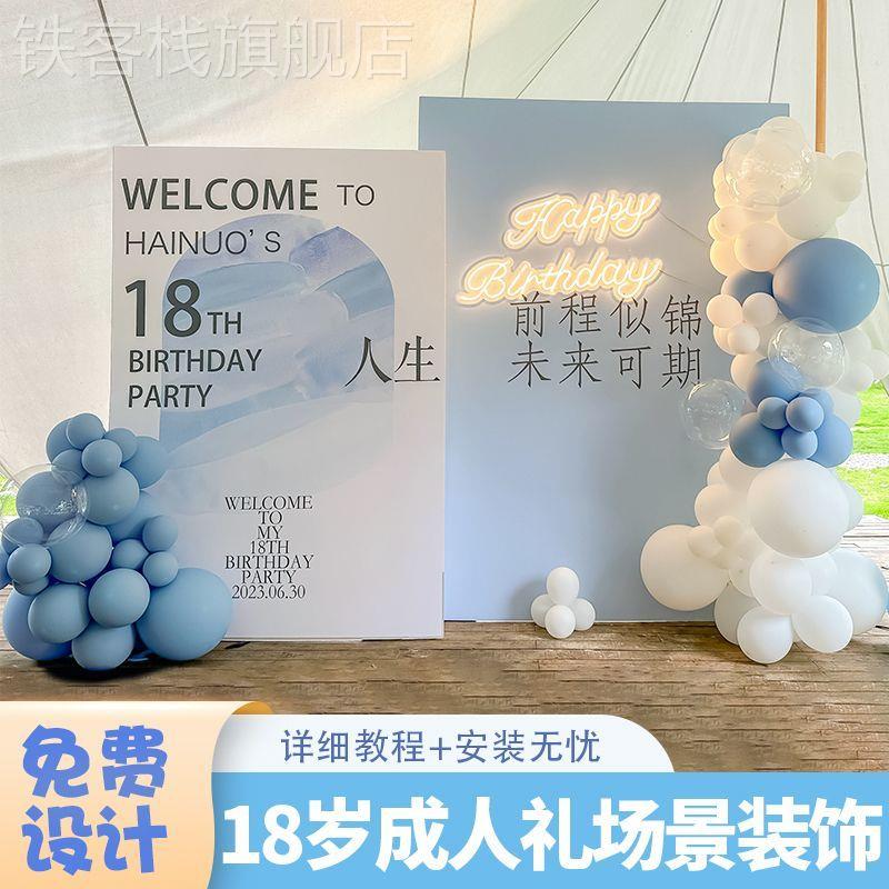 网红18岁成人礼生日装饰场景布置16男生女孩十八派对气球背景kt板