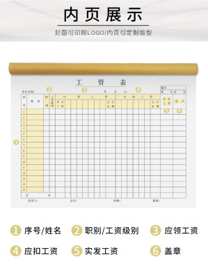 睿光工资表定制做公司工厂工资发放明细表员工工资记录本薪资明细