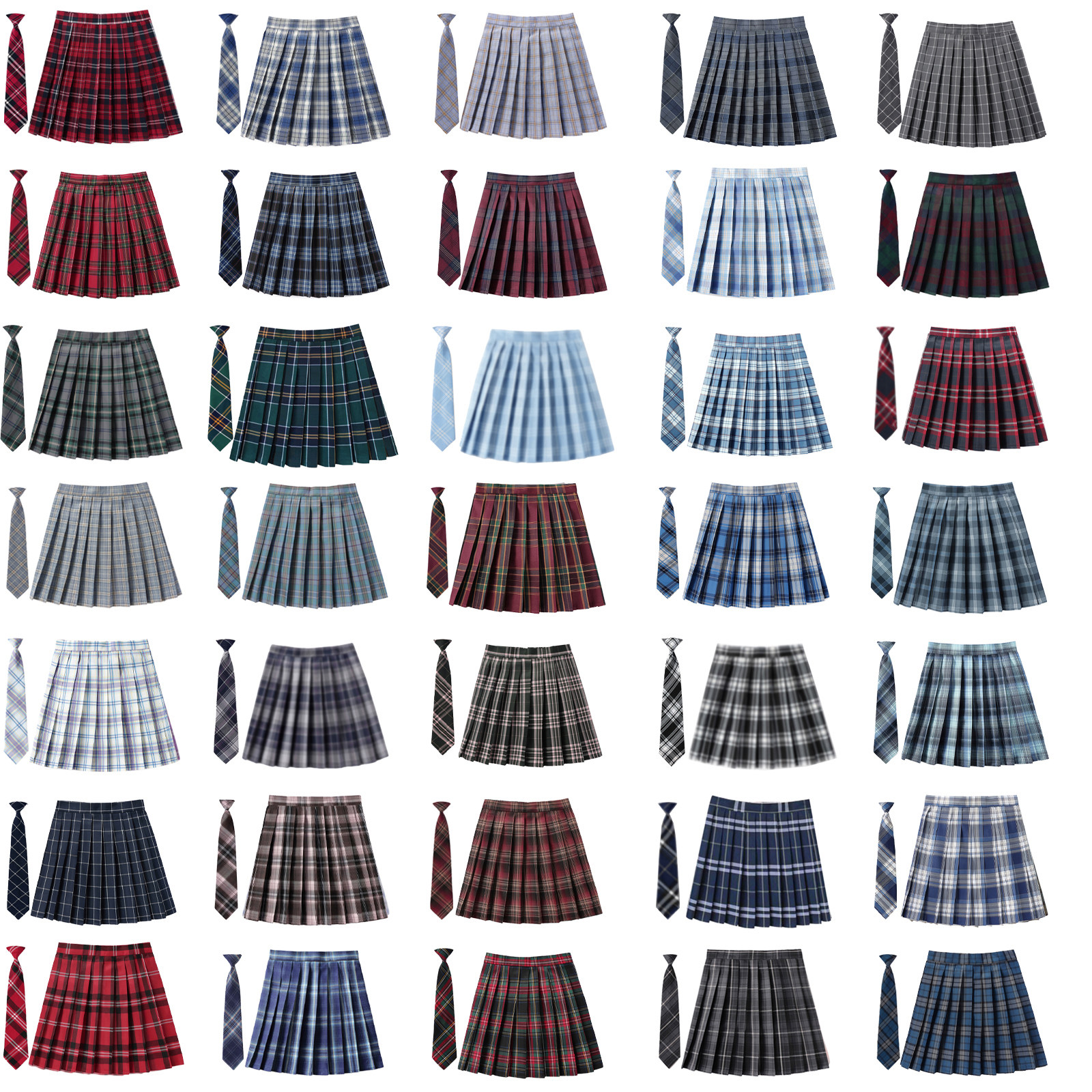 48CM安全裤裙+领带]英伦学院半身百折学生百褶少女高腰班服制服裙