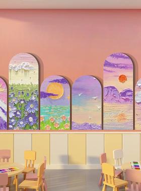 画室展布置美术教区墙面装饰幼儿园绿色环创走廊主题成品文化互
