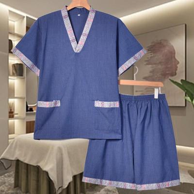 洋气蒸服汗洗浴中心服男高档棉麻苎麻客人新款服按摩款浴睡衣女足