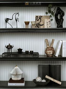 新中式摆件书房书柜茶室装饰品高级感样板间软装搭配组合茶具套装