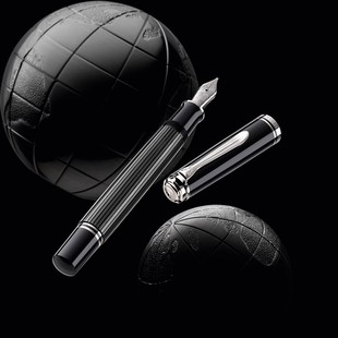 Pelikan百利金Souveran帝王M805特别版 商务送礼 Stresemann灰条钢笔18K金尖德国制造活塞上墨旗舰店正品