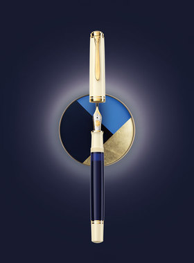 Pelikan百利金Souveran帝王M800特别版Cream Blue奶油蓝钢笔18K金尖 德国制造活塞上墨旗舰店正品商务送礼